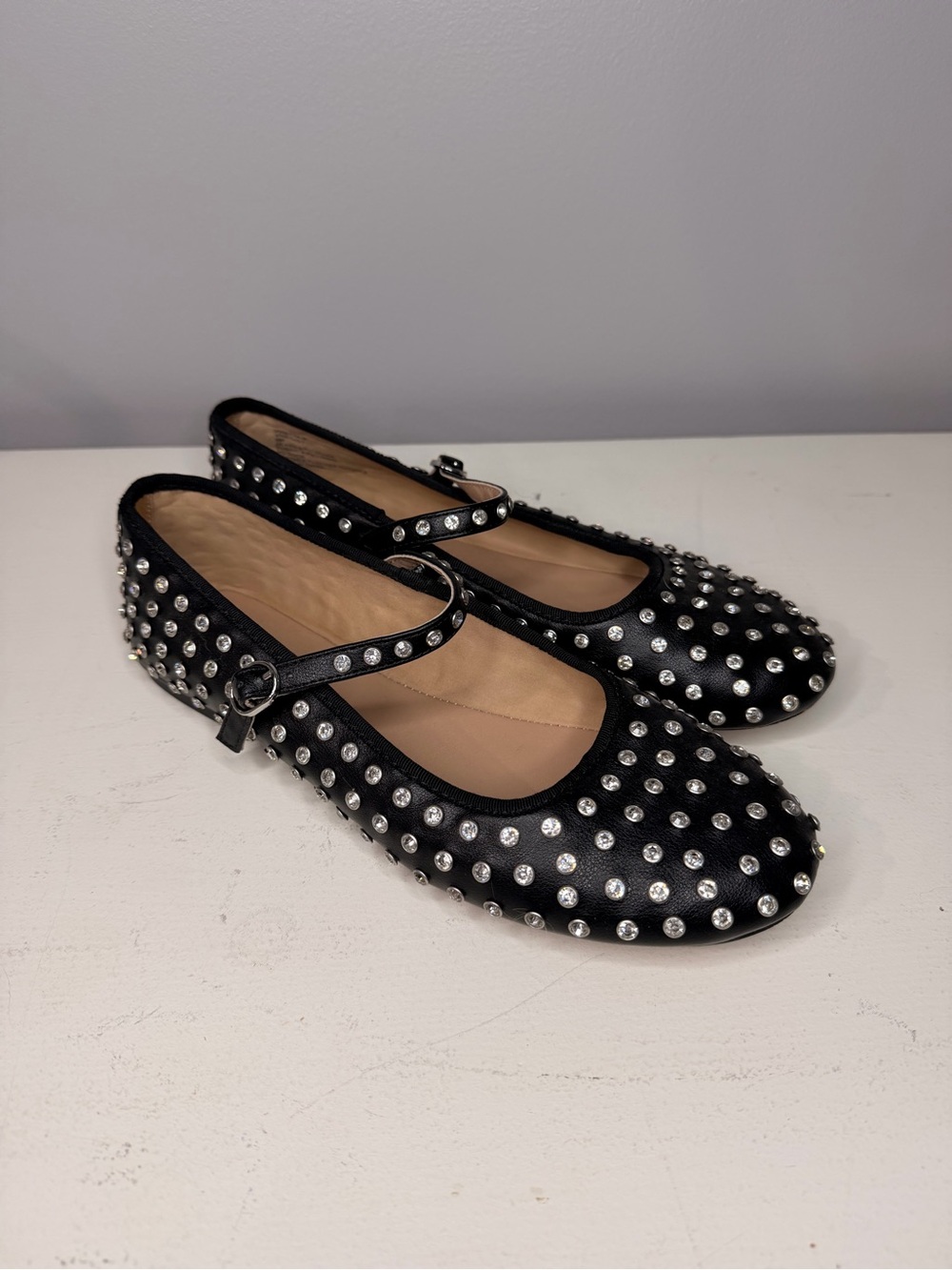 Studded Black Mary Jane Ballet Flats